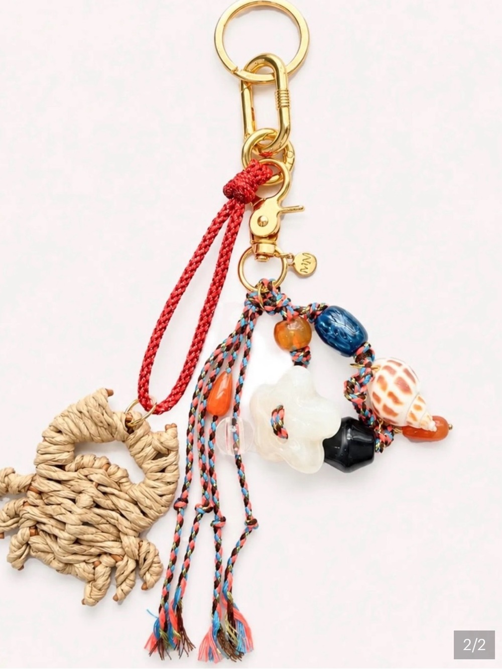 Bohemian Multicolor Tassel Key & purse Charm Woven Crab MAYAMAR New in Pouch
